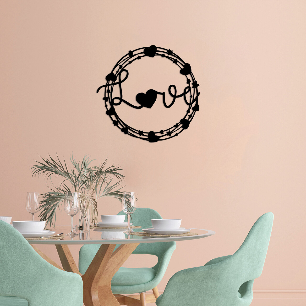 Decoratiune de perete, Love, Dimensiune: 66 x 70 cm, Negru - imagine 6